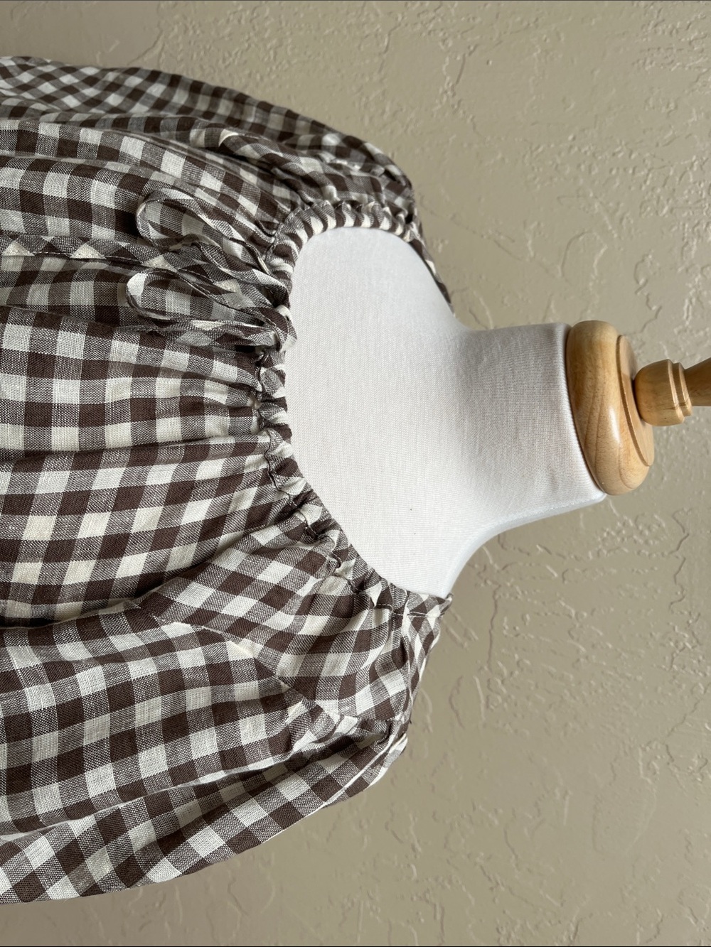 notPERFECTLINEN Mari Puff Sleeve Dress, Lightweight Chocolate Gingham, M, NWOT - Picture 8 of 14